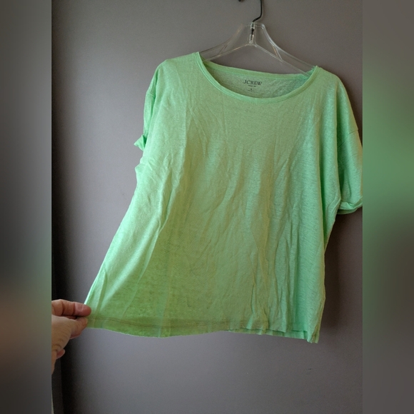 J. Crew Mint Green Linen Short Sleeve Tee L - Picture 4 of 7